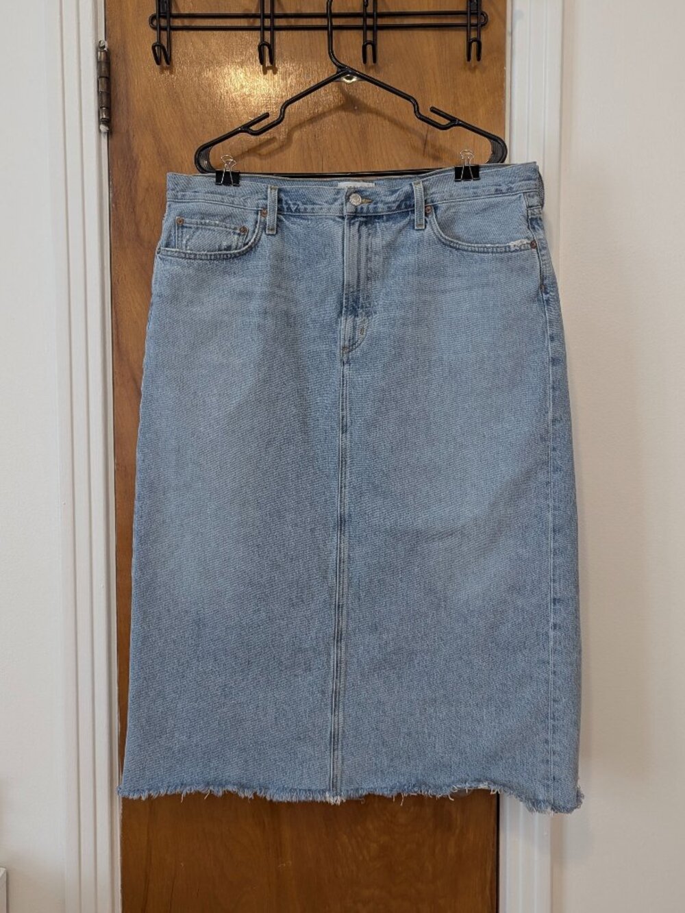 Agolde Blue Della Denim Midi Skirt (34)